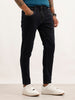 Solid Skinny Crop Contrast Stitch Denim Jeans | Dark Blue | WJN0200SC2174S