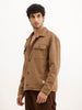 Solid Comfort Fit Double Pocket Jacket | Brown