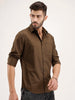 Solid Regular Fit Full Sleeve Shirt | Brown