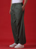 Olive Dyed Loose Fit Trousers