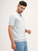 Slim Fit Flat Knit Polo T-Shirt | Light Blue