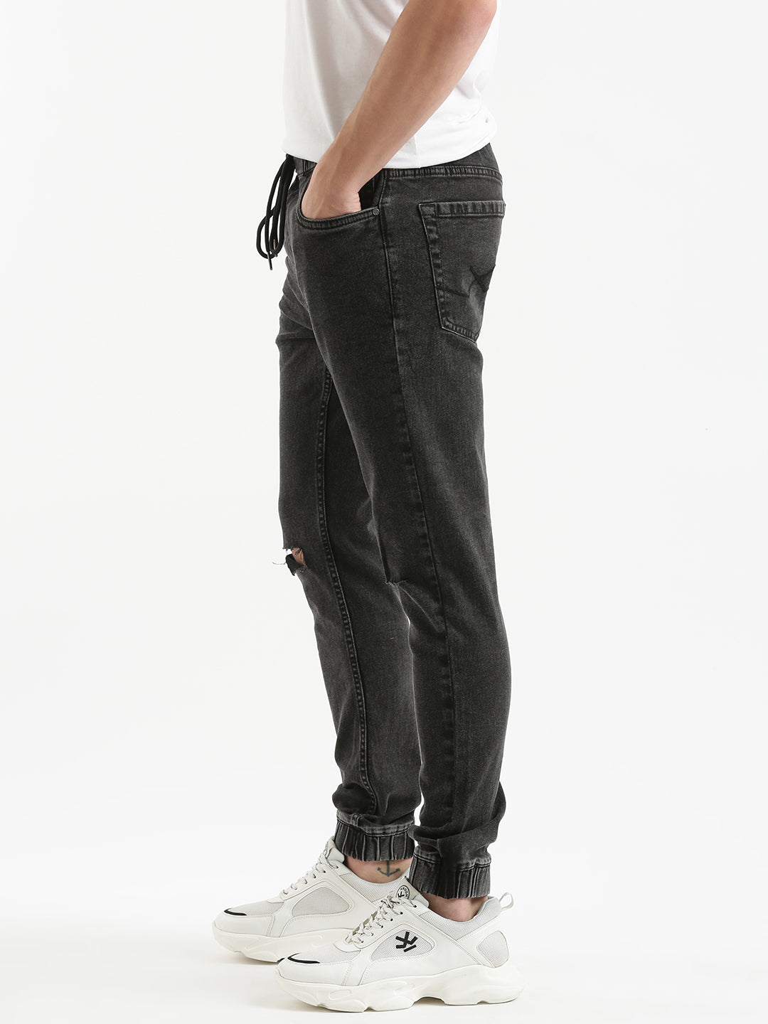 Knee Ripped Denim Jogger