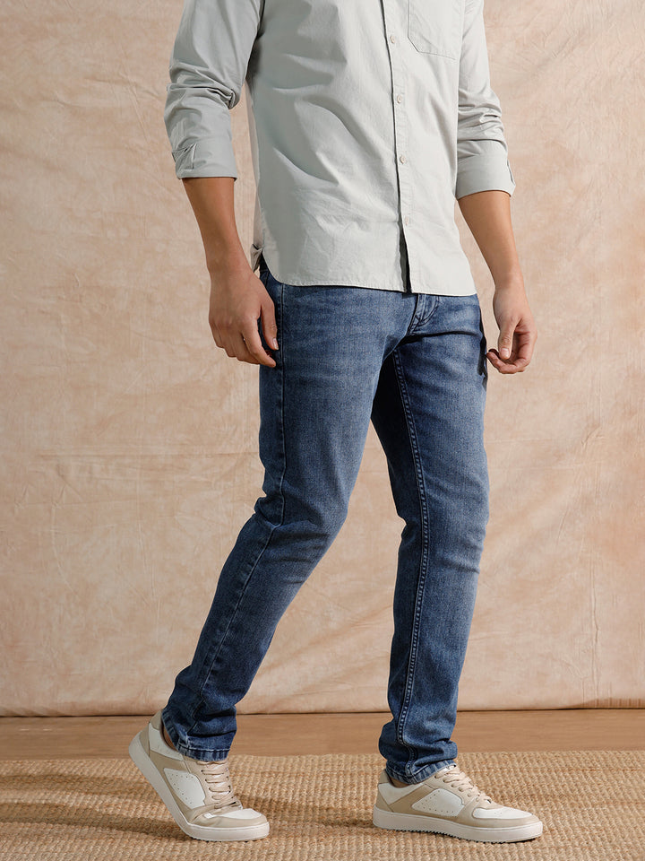 Casual Heavy Fade Slim Fit Jeans | Dark Blue