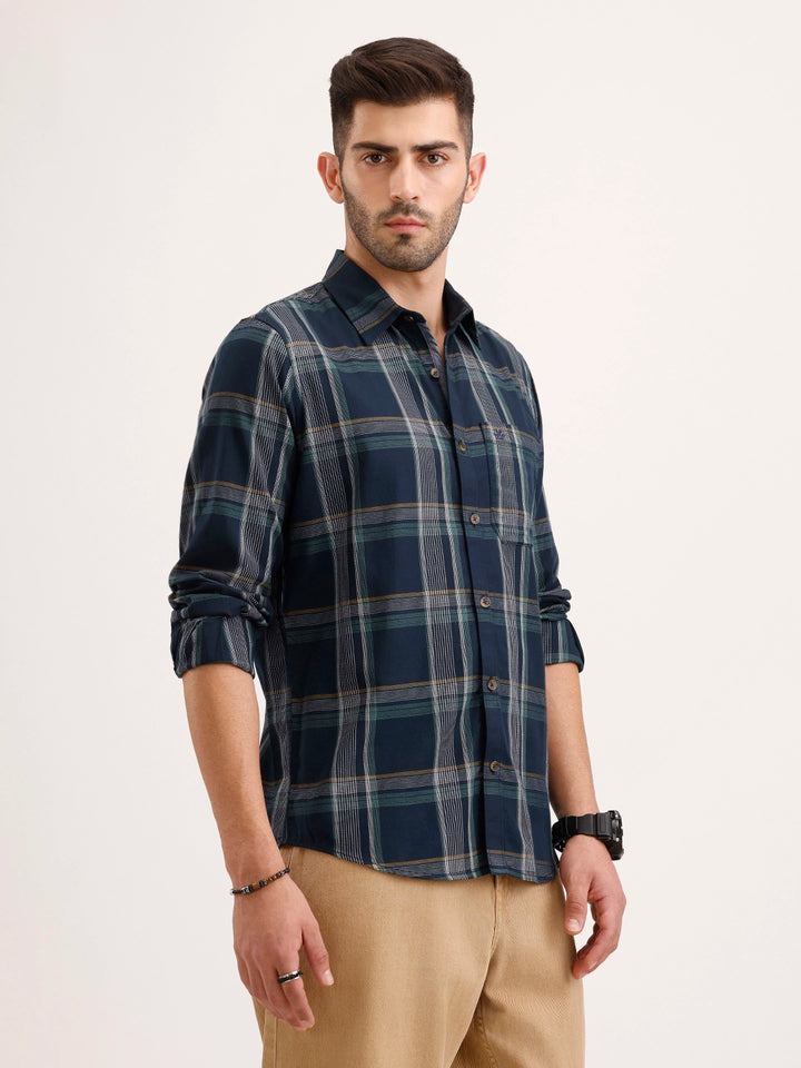 Clssic Slim Fit Checkered Shirt | Blue
