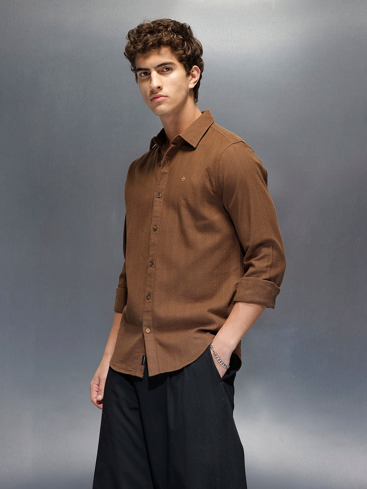 Men's Slim Fit Casual Shirt  |  Dark Brown