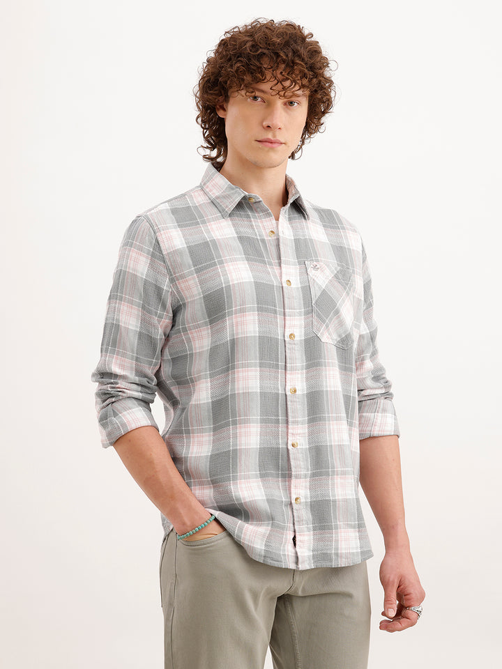 Slim Fit Textured Shirt  | Grey