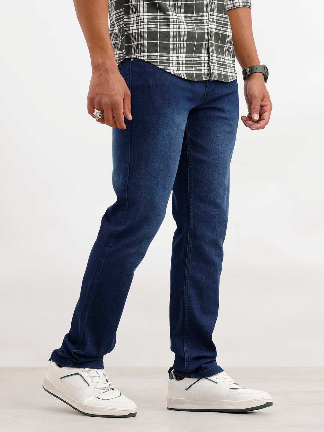 Straight Fit Light Faded Denim Jeans | Dark Blue