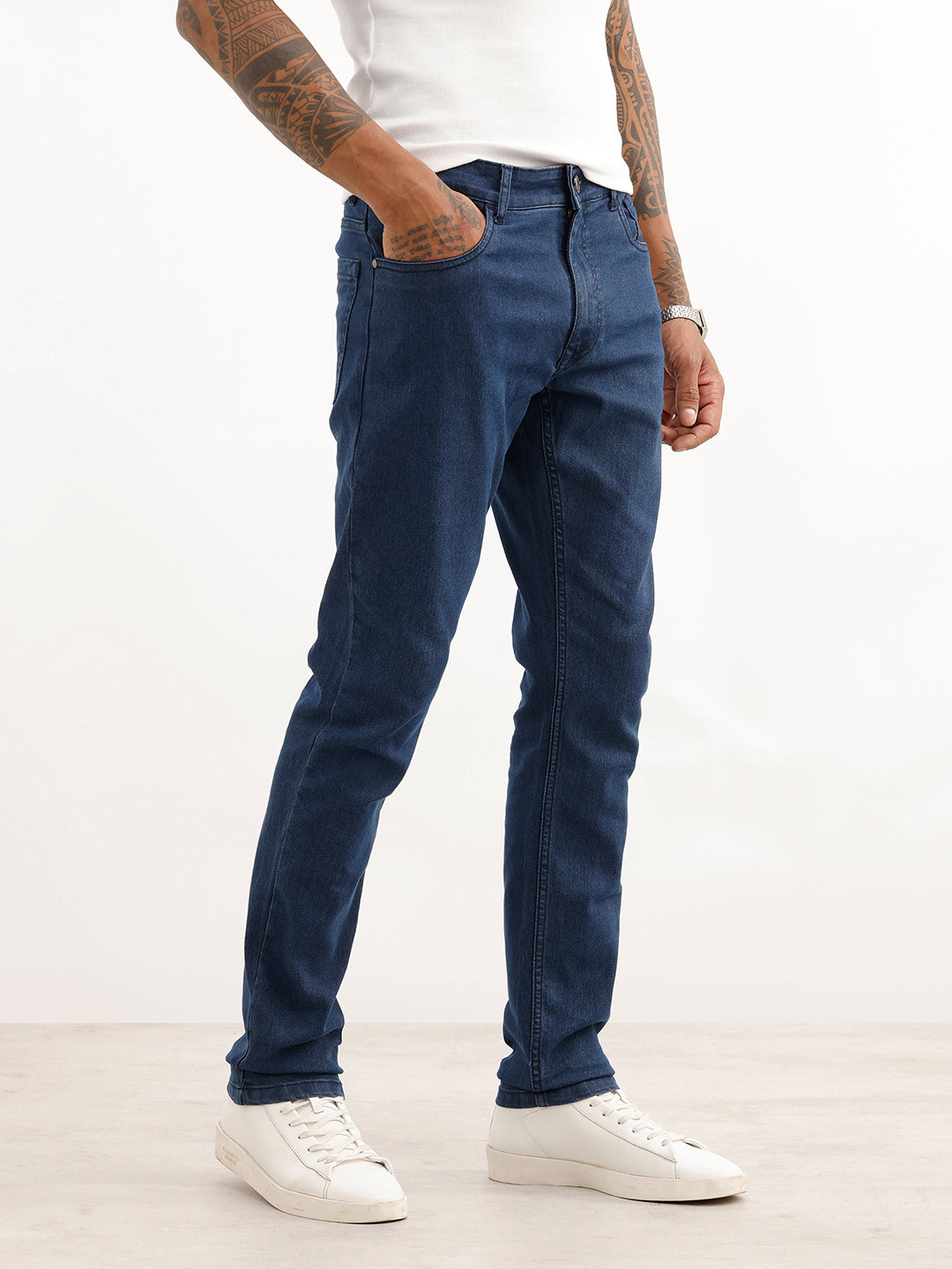 Solid Slim Fit Denim Jeans | Light Blue