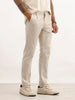 Solid Slim Fit Pleated Trouser | Off White