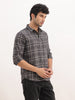 Slim Fit Checkered Full Sleeve Shirt | Dark Grey