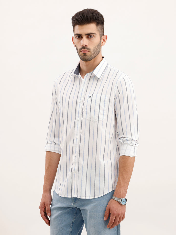 Slim Fit Striped Shirt | White