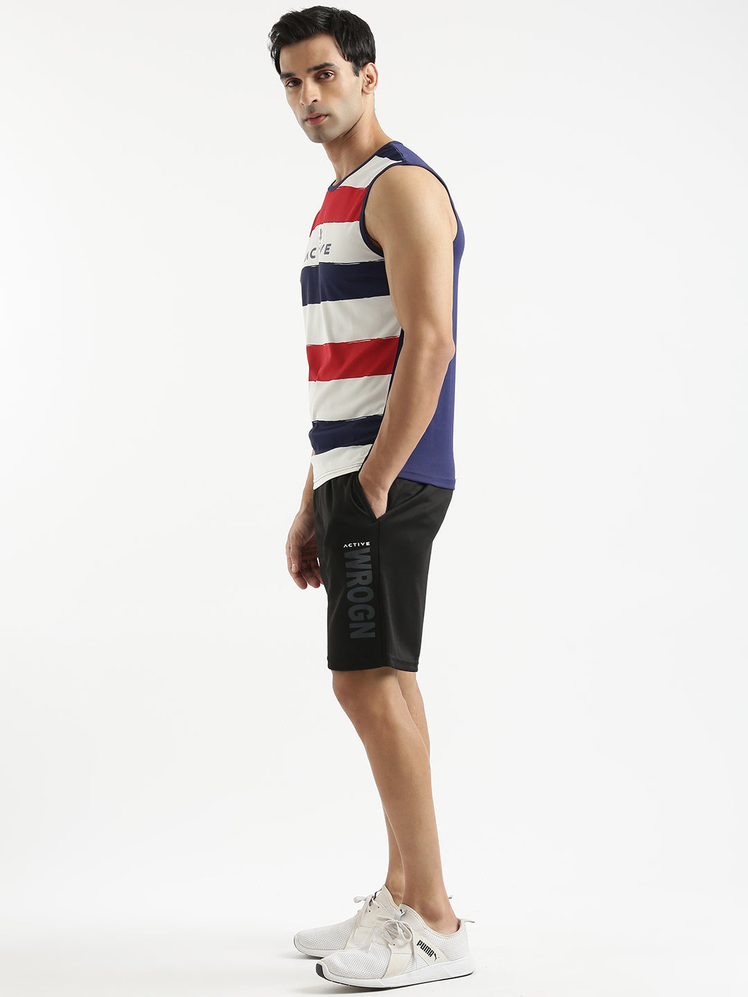 Striped Sleeveless Active T-Shirt