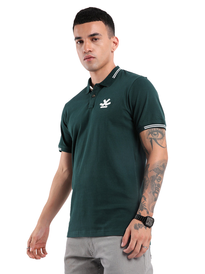 Dark Olive Jacquard Collar Polo
