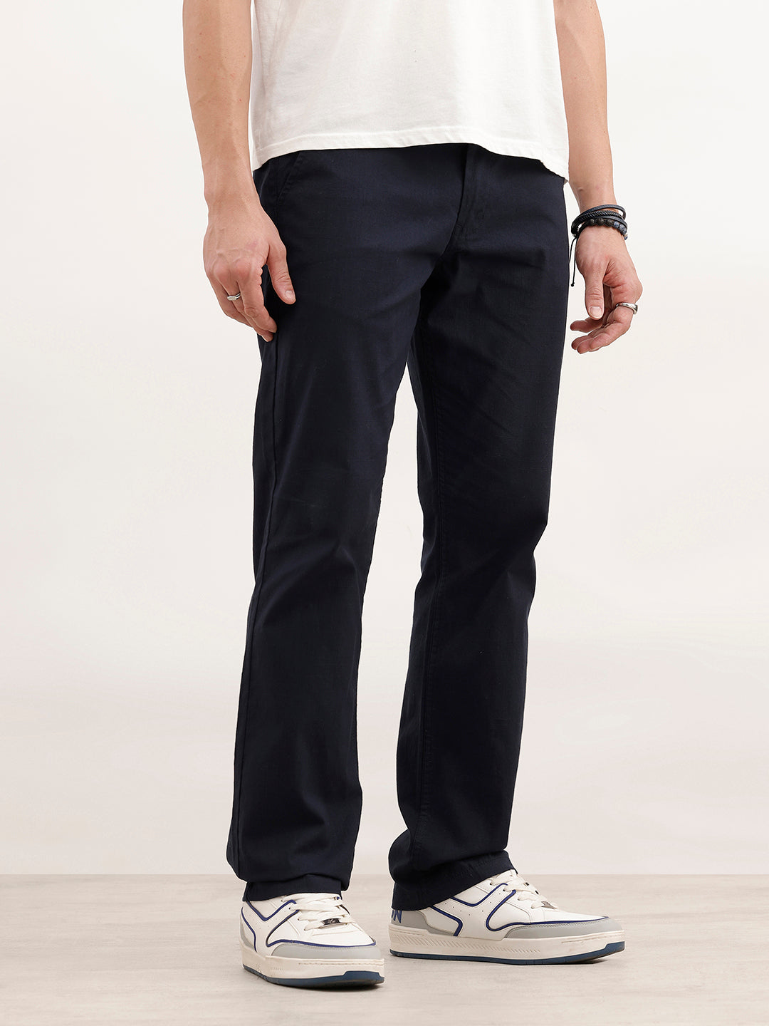 Solid Slim Fit Trouser | Navy Blue