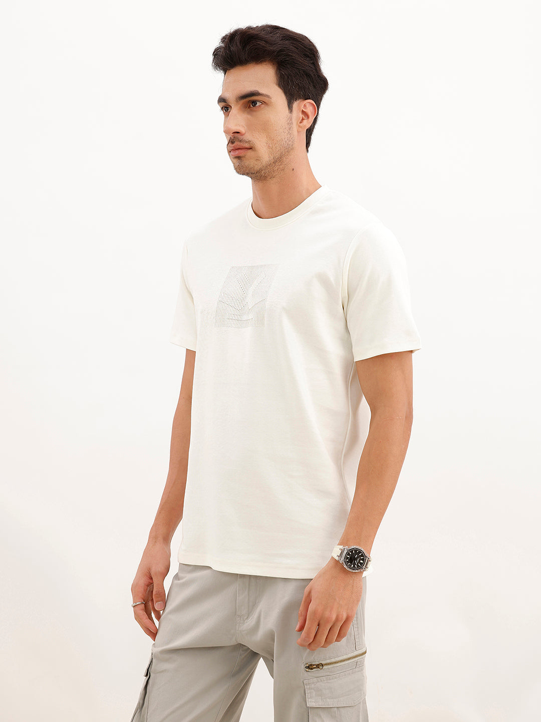 Solid Placement 3D Printed T-Shirt | Off White