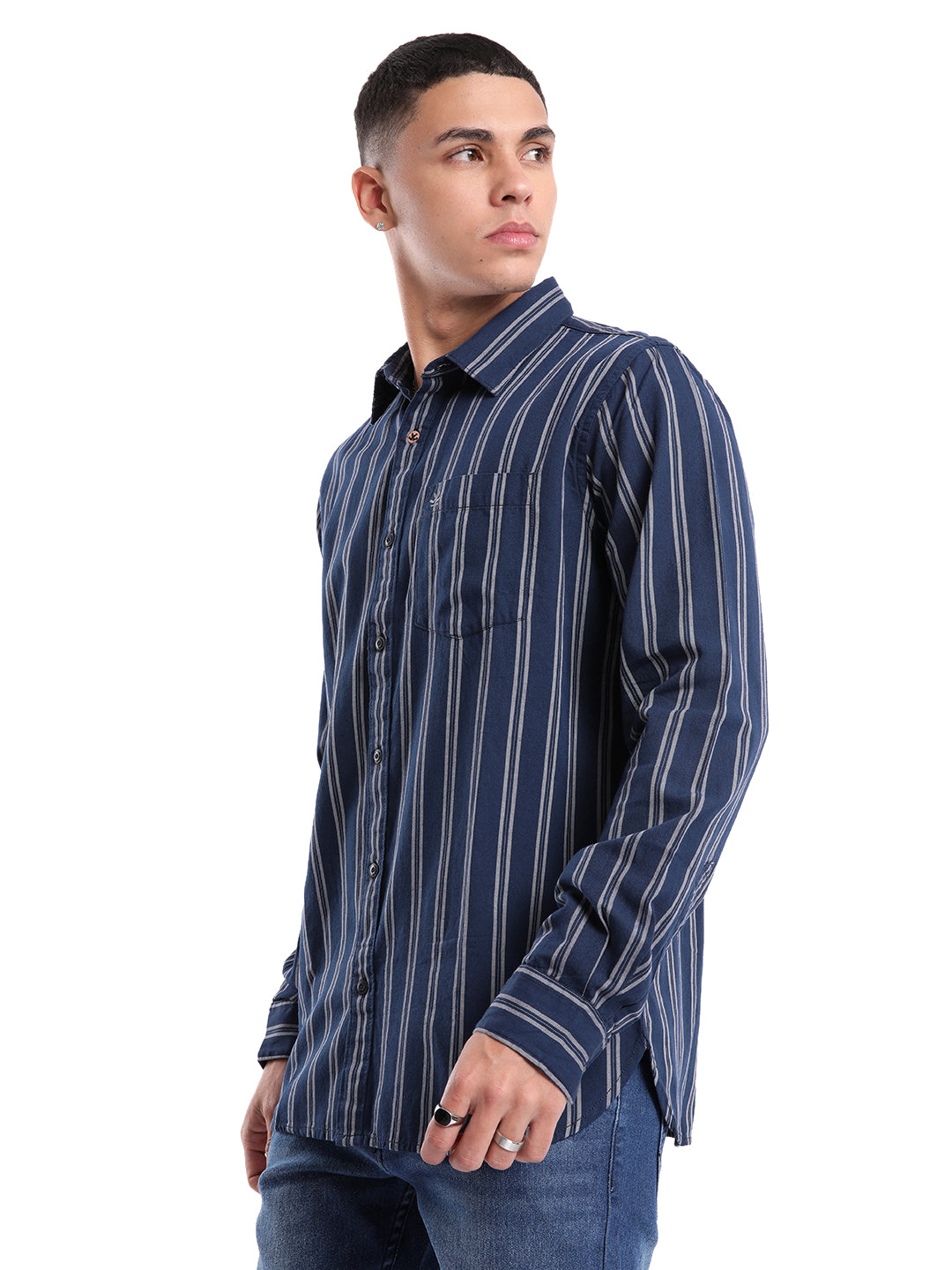 Striped Blues Casual Shirt