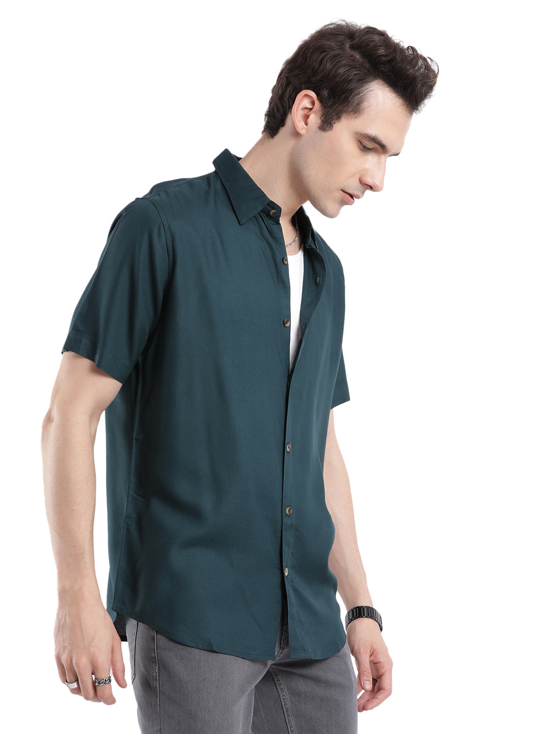 Deep Teal Viscose Shirt