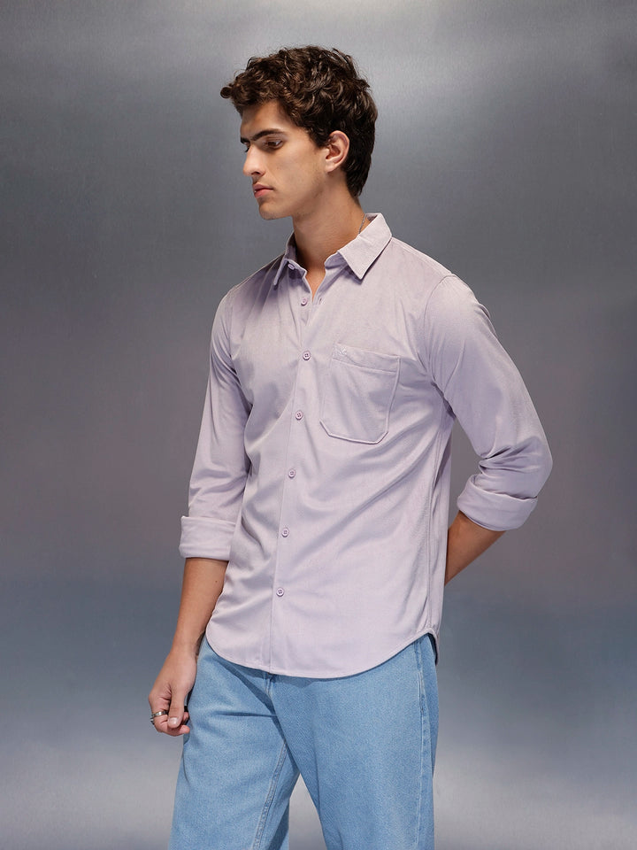 Men's Casual Slim Fit Solid Shirt  |  Purple