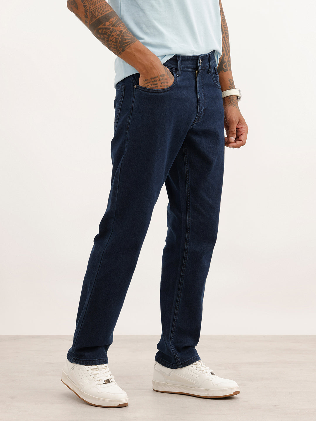 Solid Relaxed Fit Denim Jeans | Dark Blue | WWJN2358MF
