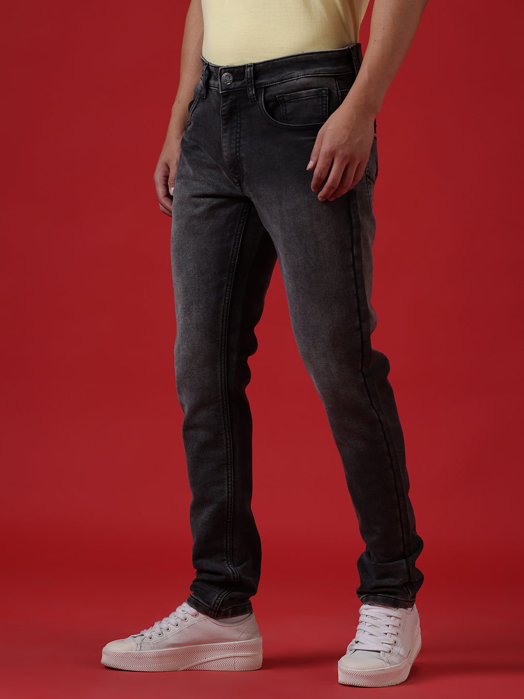 Black Dobby Fade Tapered Jeans