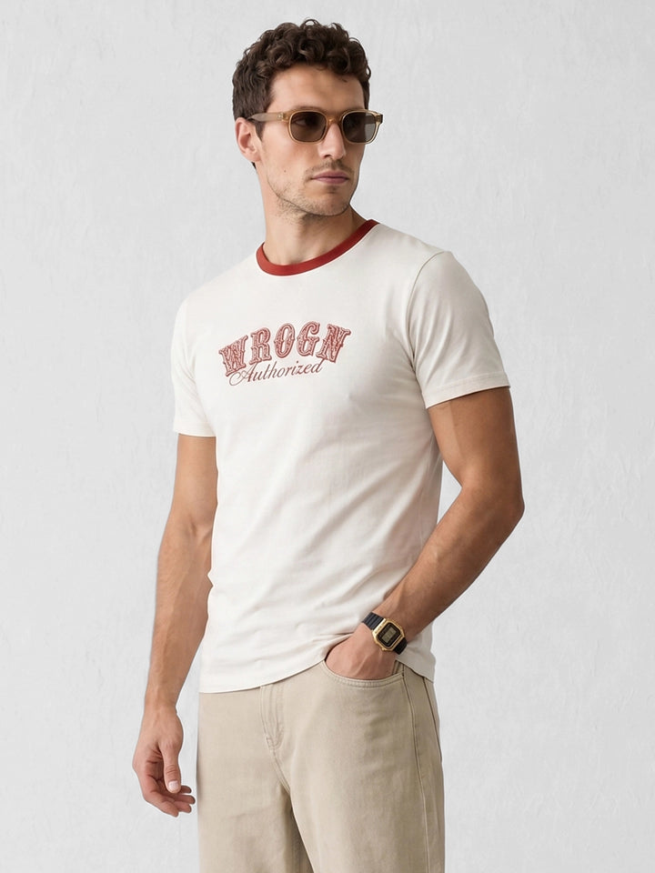 Slim Fit Placement Printed T-Shirt | Off White