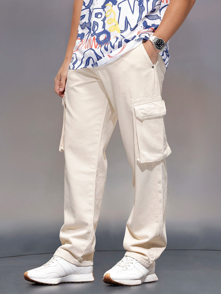 Men’s minimal loose fit cargo trousers | Khaki