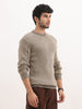 Solid Regular Fit Knitted Sweater | Beige