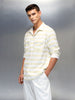 Men's Casual Regular Fit Striped Pattern Shirt | Green
