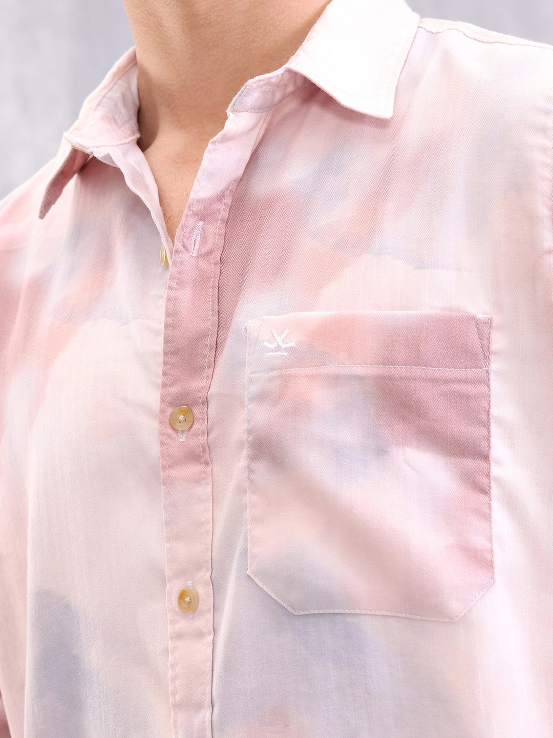 Men’s Pastel Tie-Dye Casual Shirt – Soft Cotton | Pink