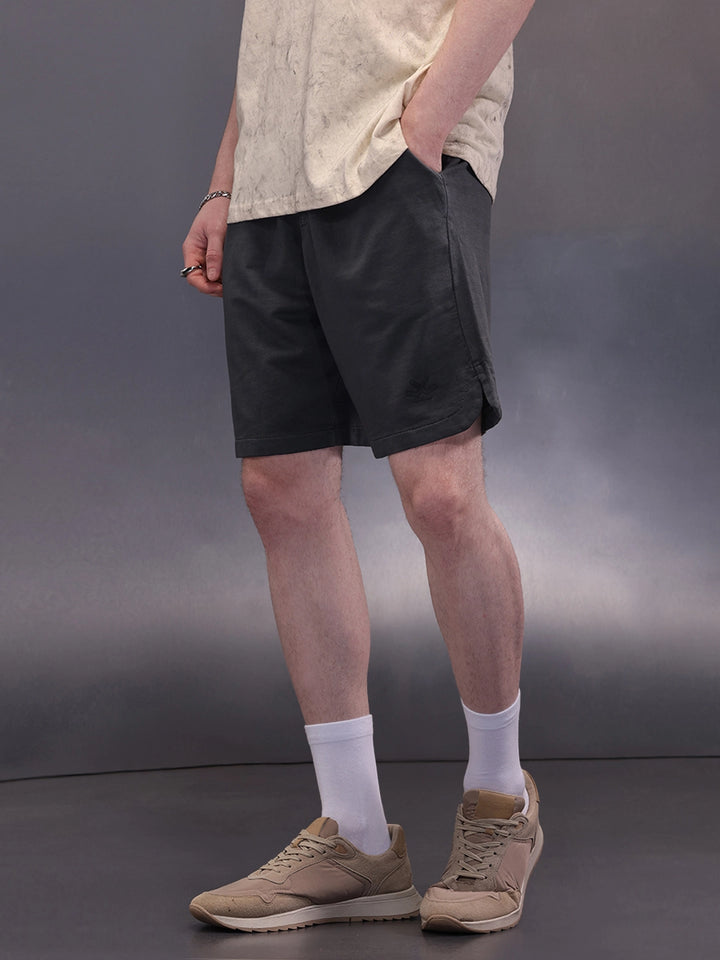 Solid Loose Fit Shorts | Dark Grey