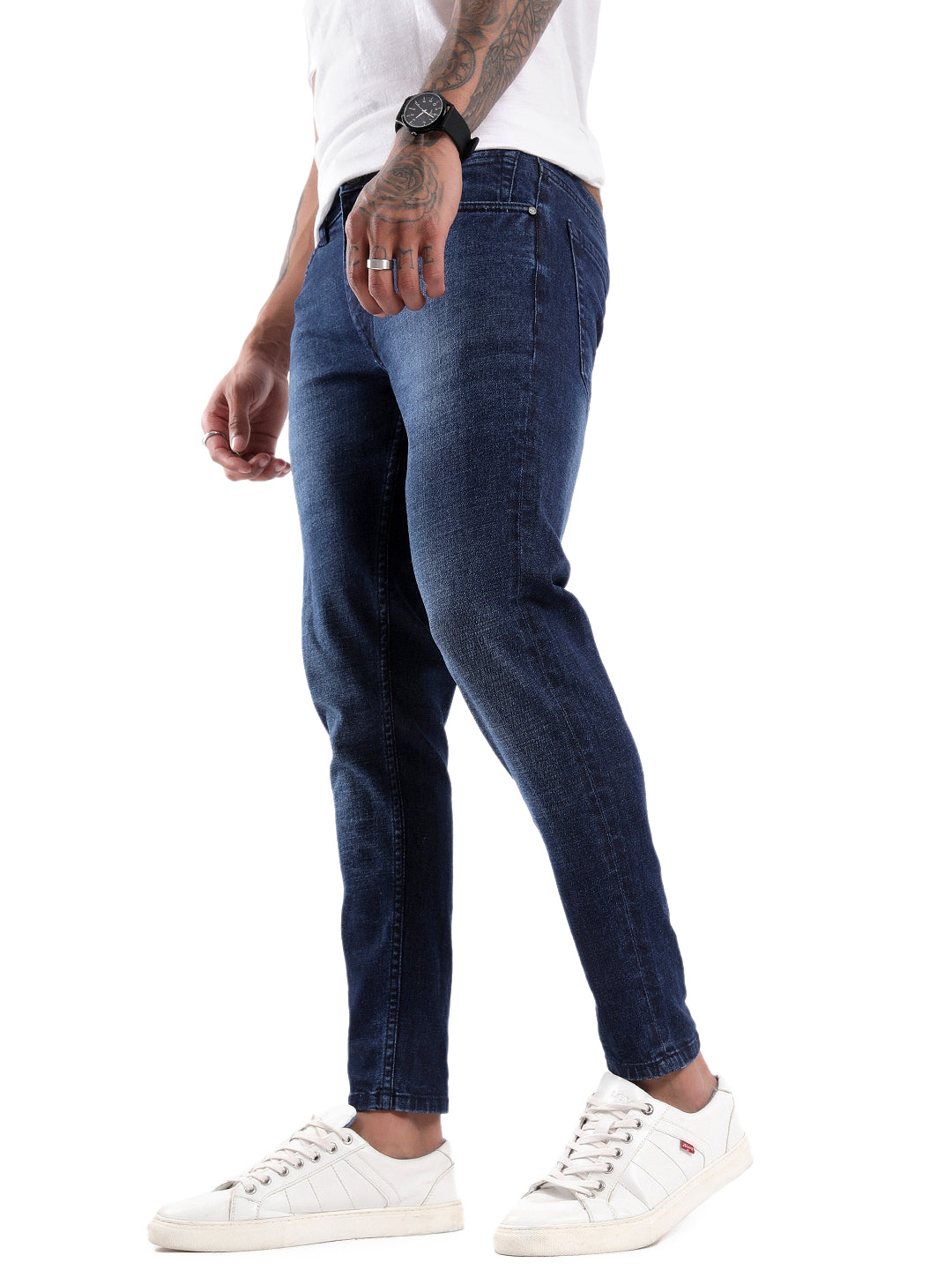 Indigo Medstone Skinny Cropped Jeans