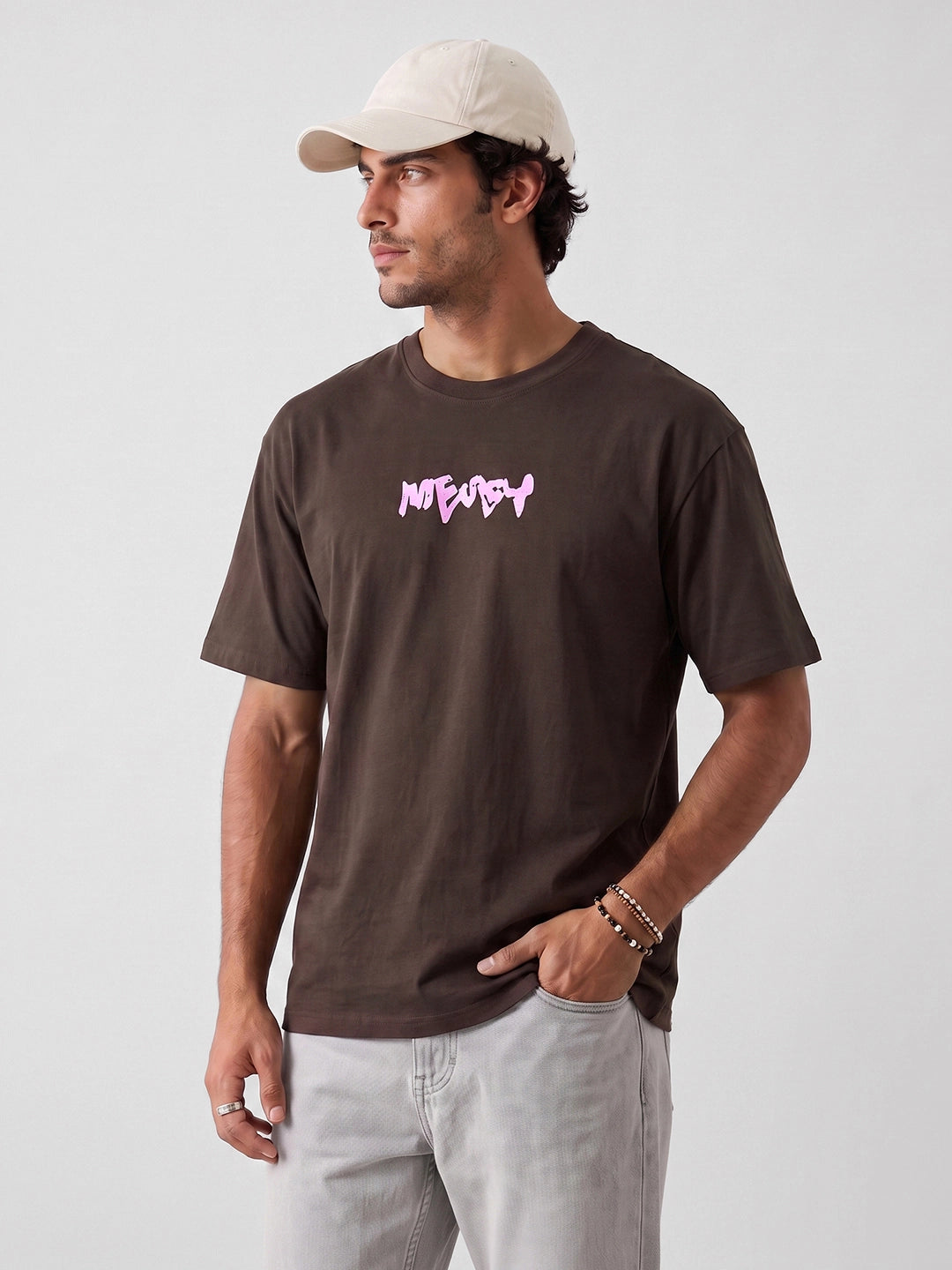Classic Placement Printed T-Shirt | Brown