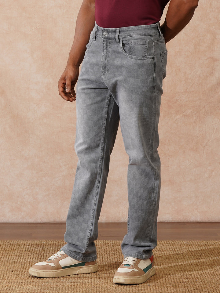 Laser Print Anti Fit Jeans | Grey