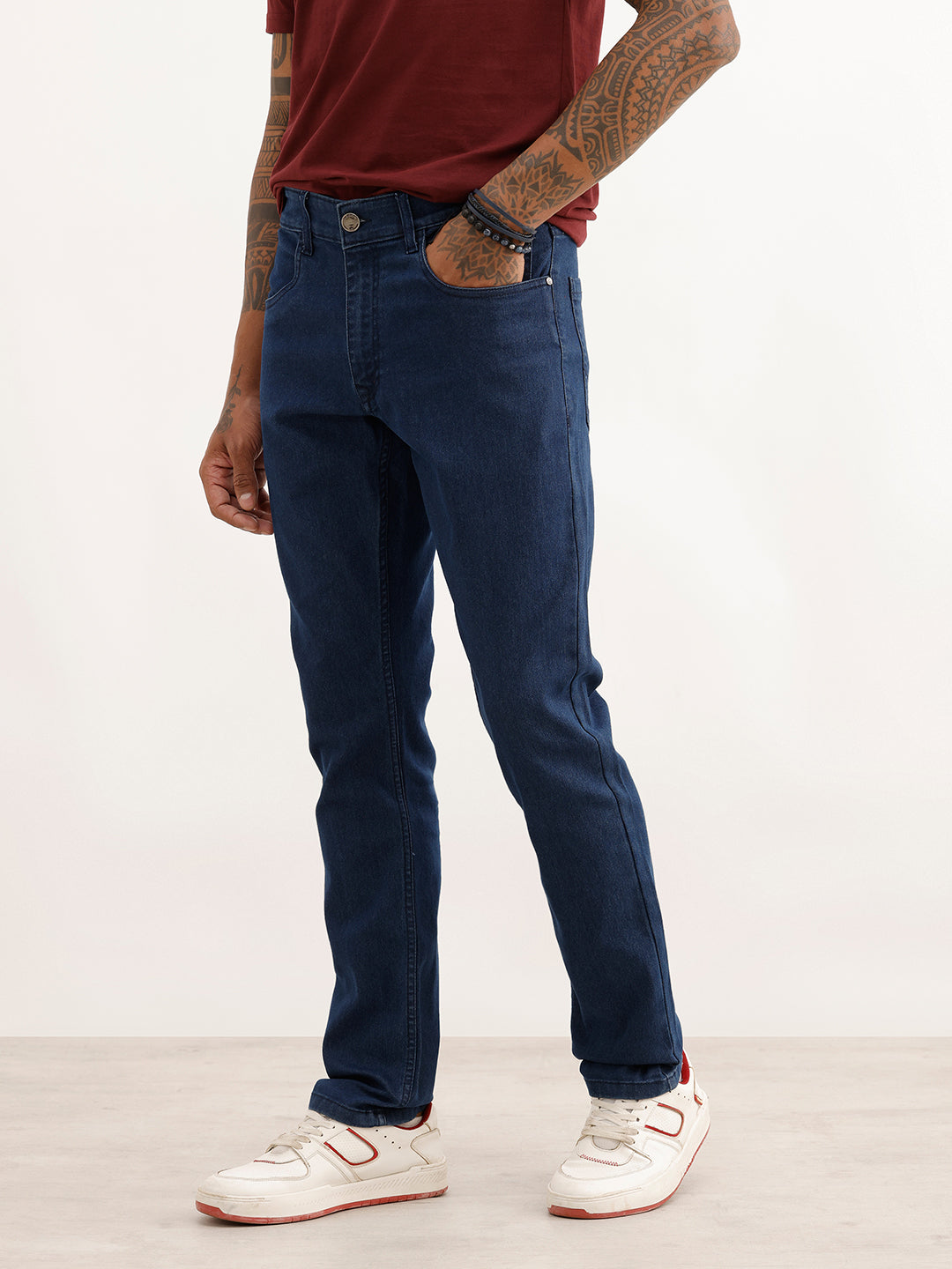 Solid Slim Fit Denim Jeans | Dark Blue
