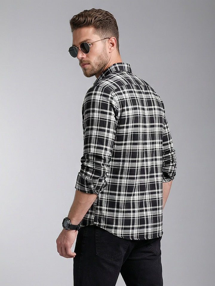 Regular Fit Checkered Shirt | Black