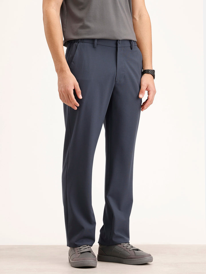 Solid Straight Fit Trouser | Blue