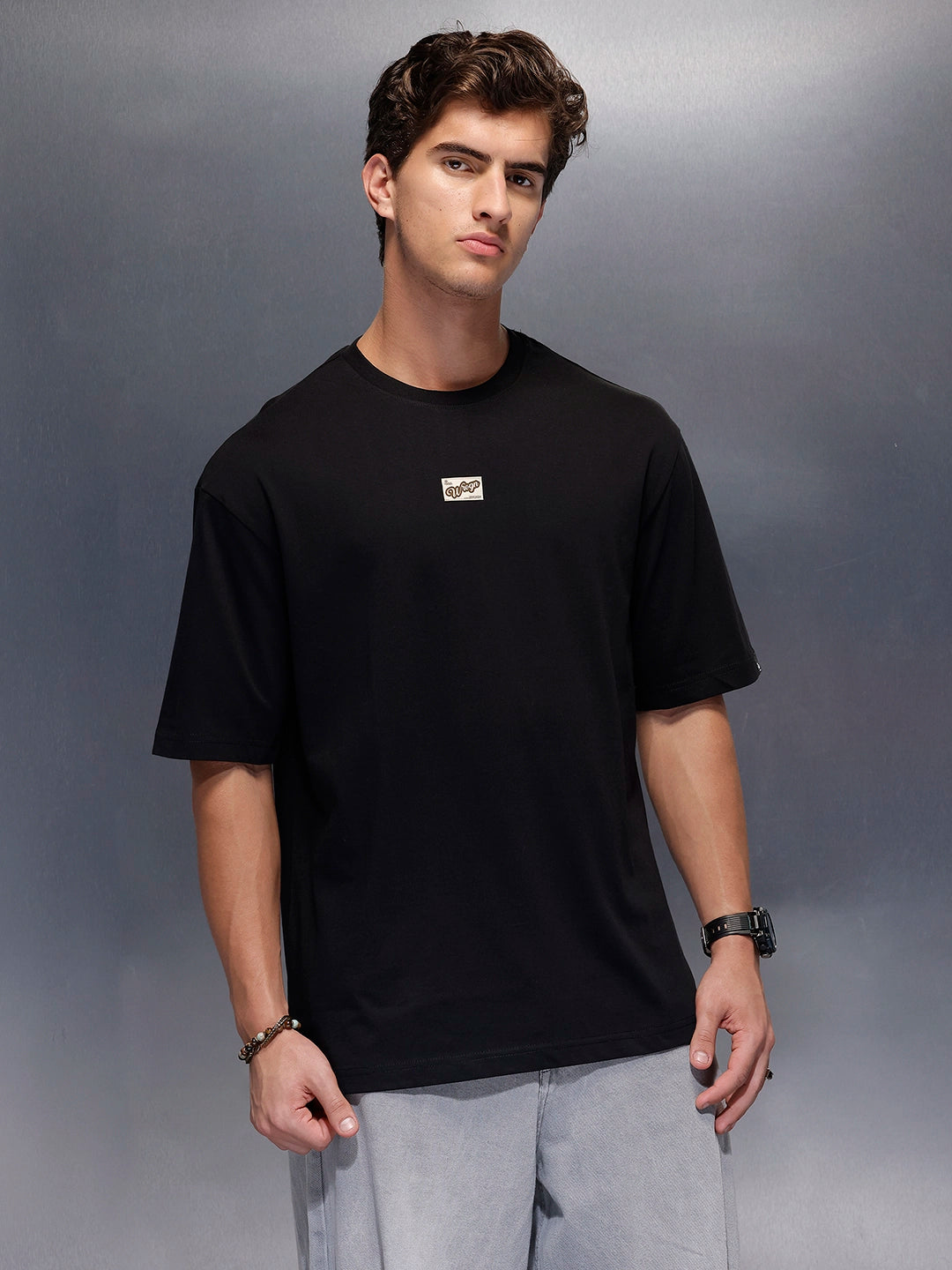 Solid Regular Fit T-Shirt   |  Black