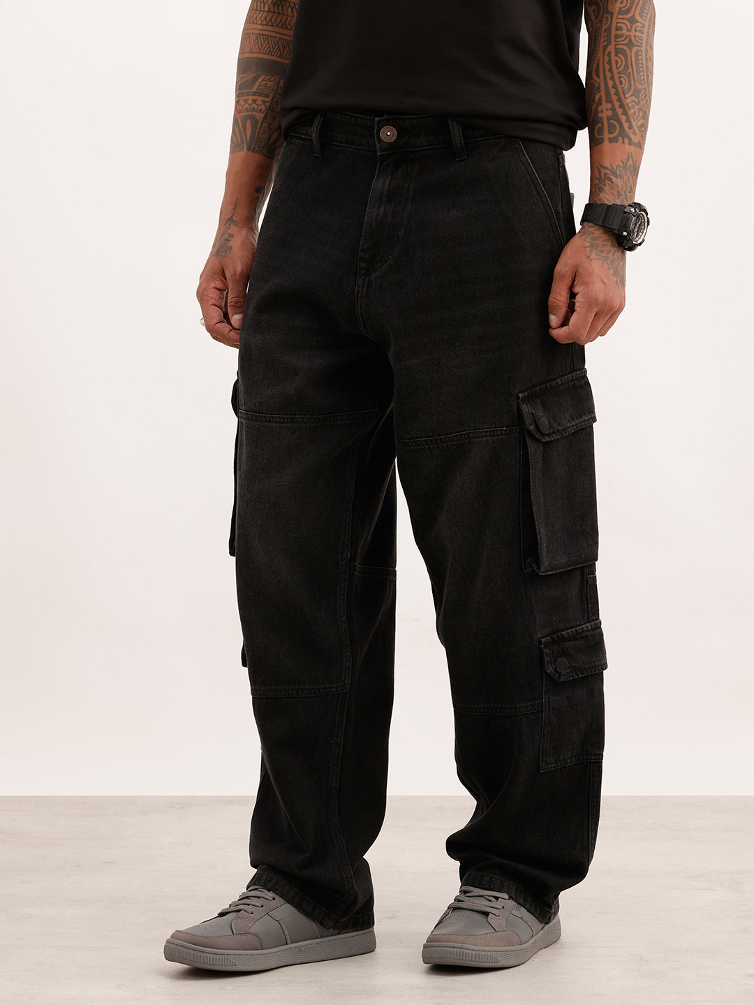 Faded Loose Fit Denim Cargo | Grey | WJN100CR7674W