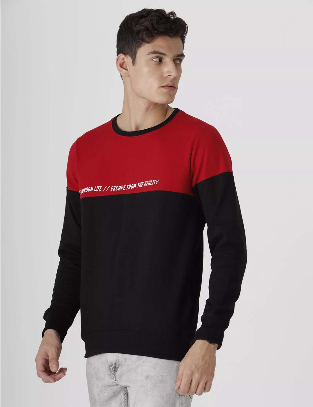 Wrogn Life Red & Black Sweatshirt