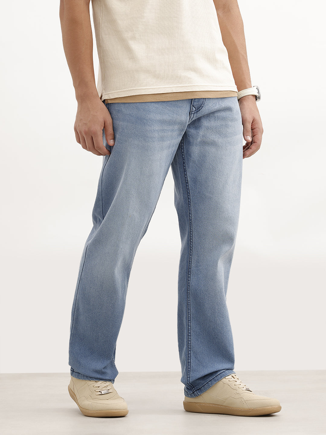 Anti Fit Solid Denim Jeans | Light Blue