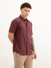 Slim Fit Viscose Bamboo Half Sleeve Shirt | Wine | WSH02HSSL0002S