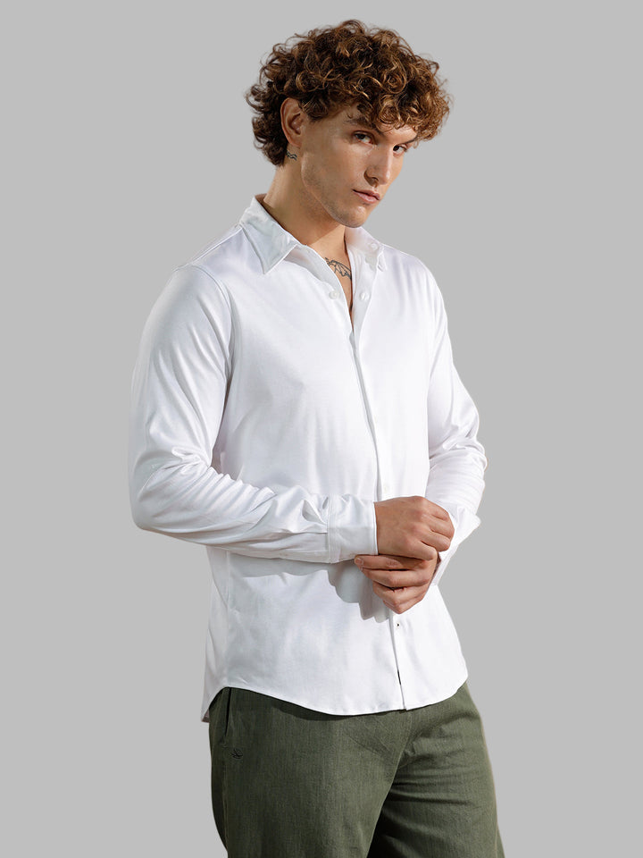 Solid Stretch Slim Fit Shirt | White