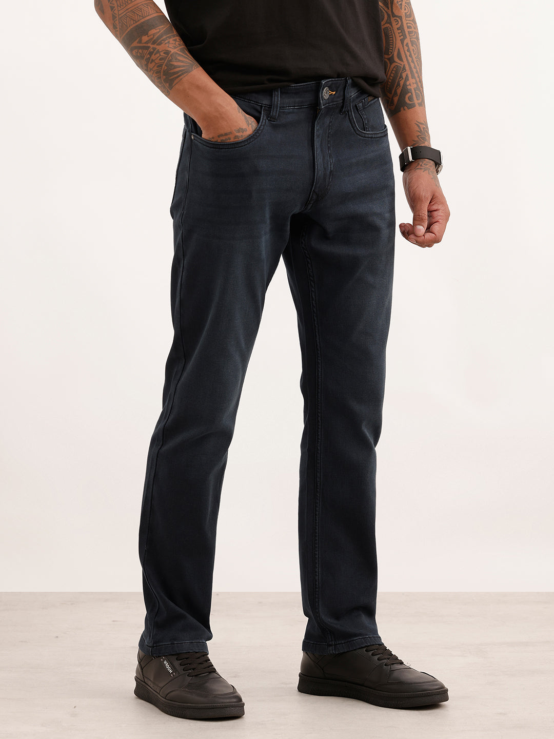 Faded Straight Fit Denim Jeans | Dark Grey | WJN0200SR2061S