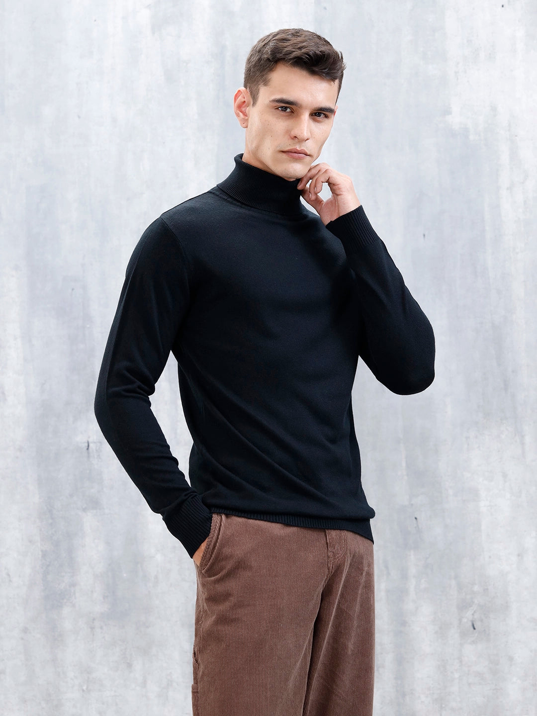 Men’s Casual Turtle Neck Sweater Black
