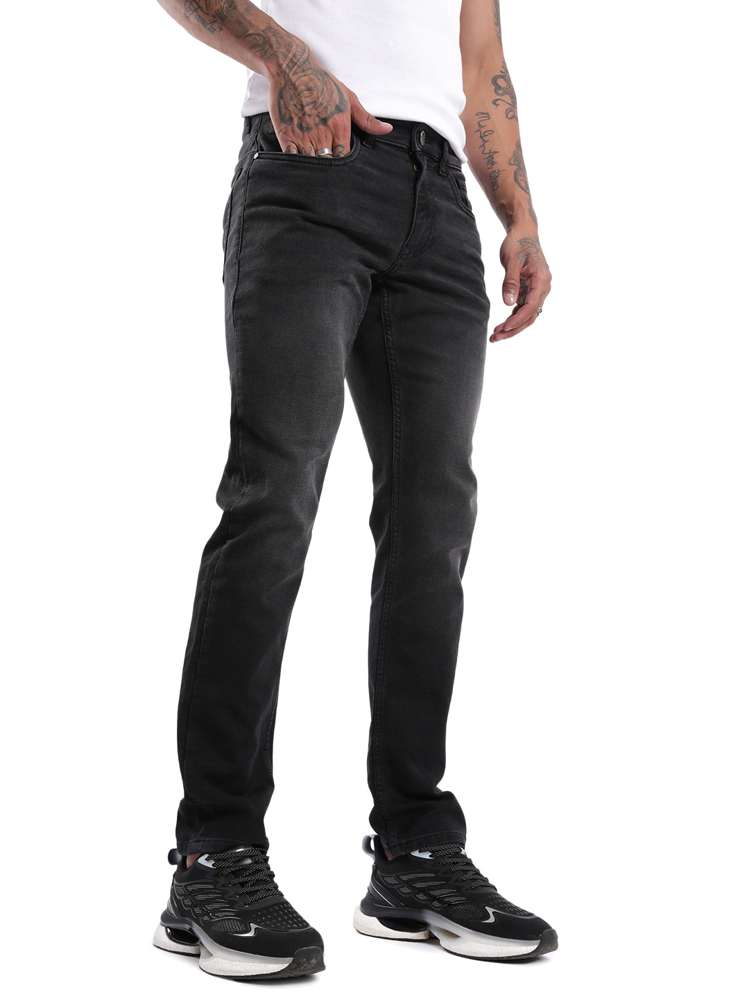 Elite Solid Black Slim Fit Jeans