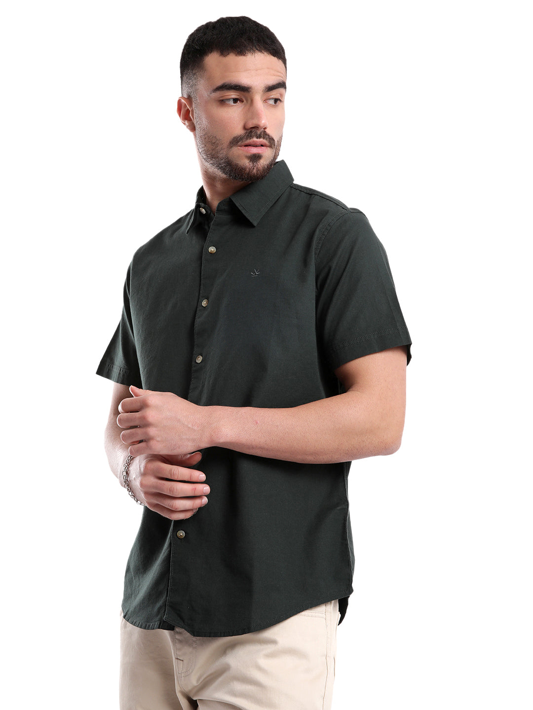 Short Sleeve Bottle Green Shirt