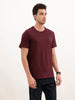 Slim Fit Quirky Emroidered Patch Detail T-Shirt | Wine