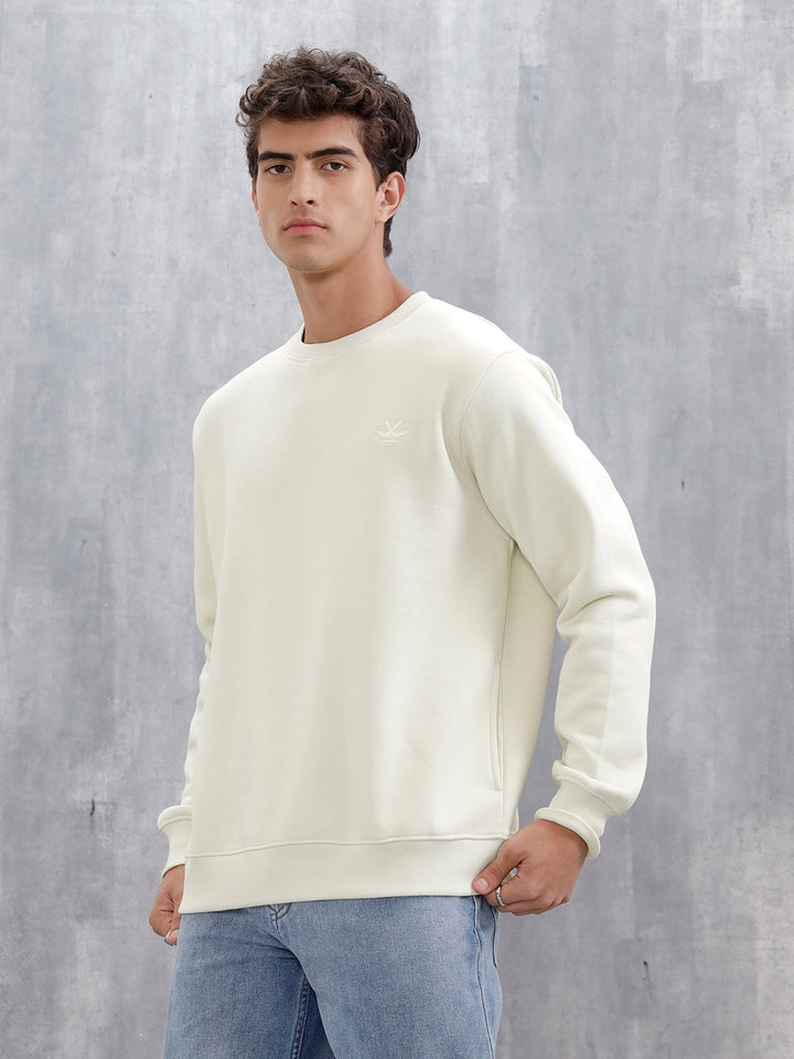 Men's Solid Casual Comfort Fit Sweatshirt | Aloe Wash