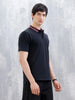 Wrogn Men's Slim Fit Polo T-Shirt With Contrast Collar | Black