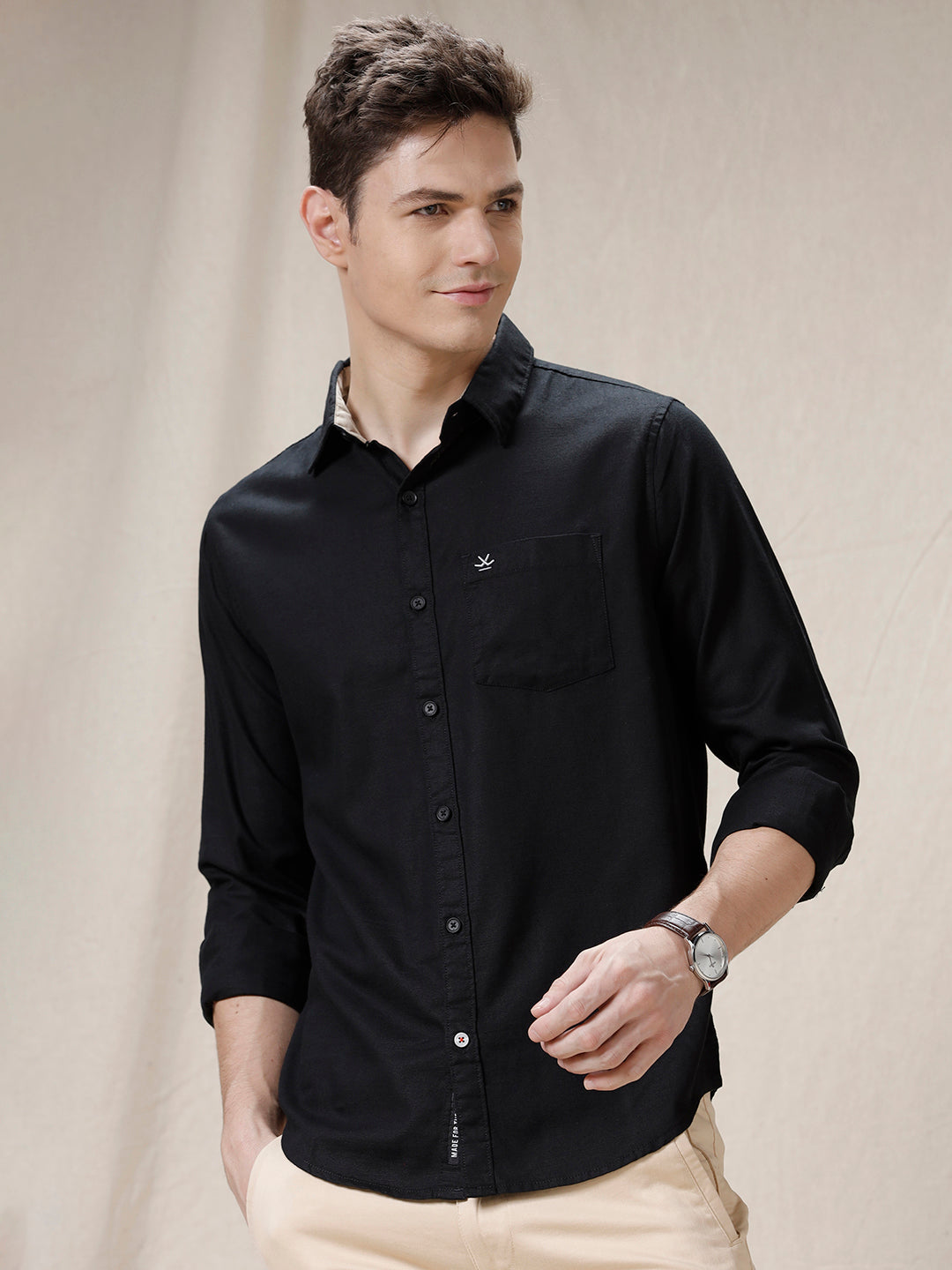 Solid Black Formal Shirt